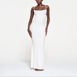 Skims Soft Lounge Long Slip Dress in Marble